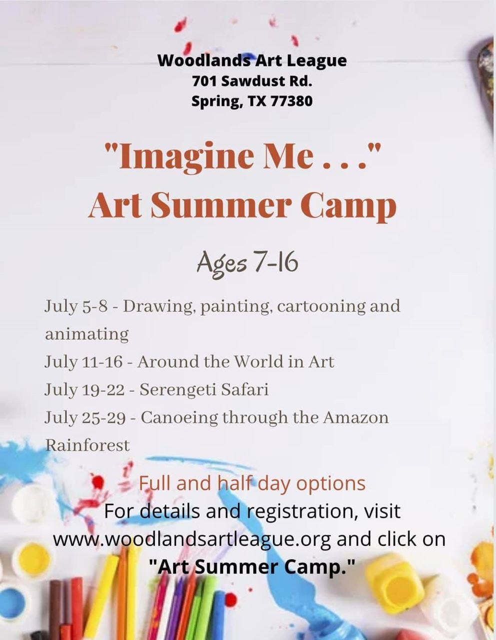 Imagine Me Art Summer Camp flyer